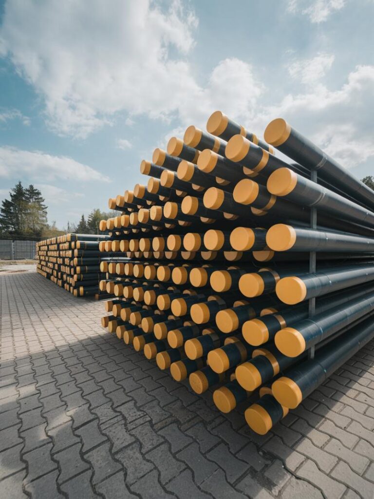 składowane rury preizolowane